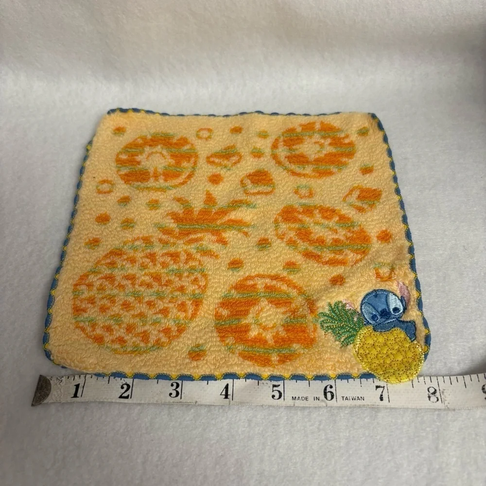 STITCH Small Hand Towel Orange Pineapple Disney Japan Fruit Print